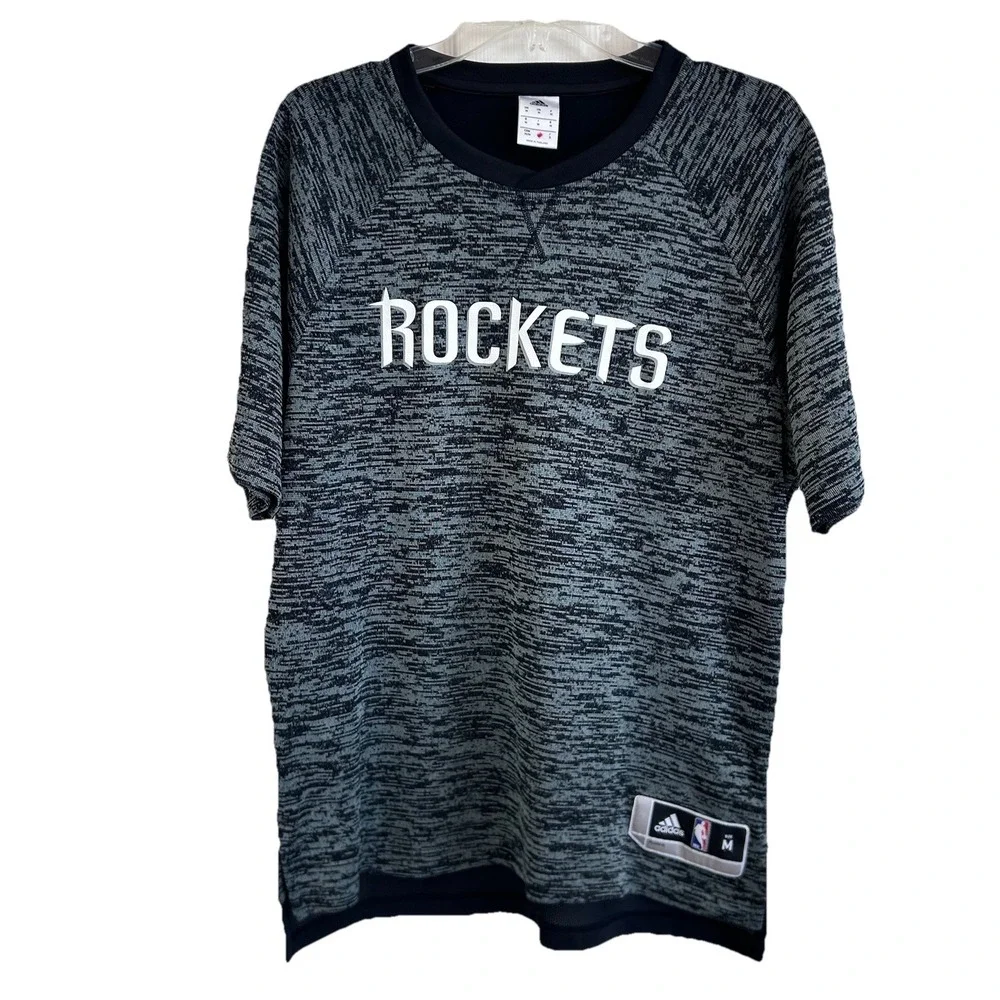 Adidas NBA Houston Rockets Shooting Shirt Mens Medium‎ Gray Space Dye Jersey M